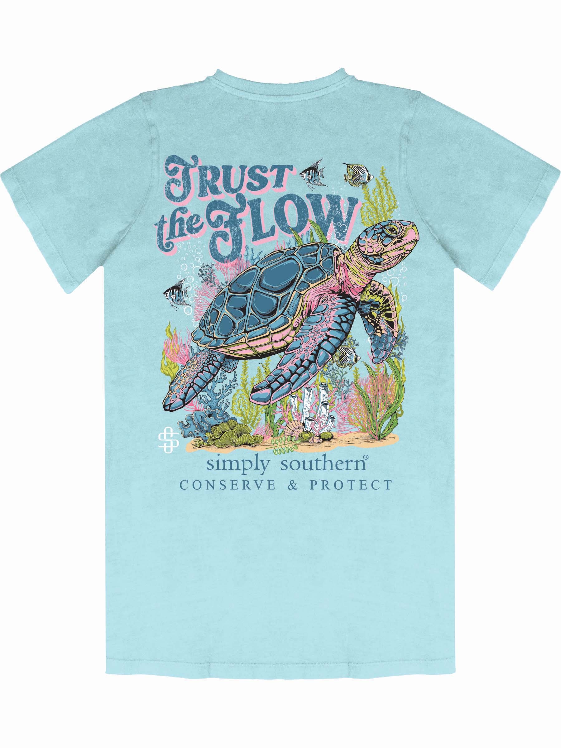 Simply Southern Turtle Tracker Trust Washed Aqua T-Shirt