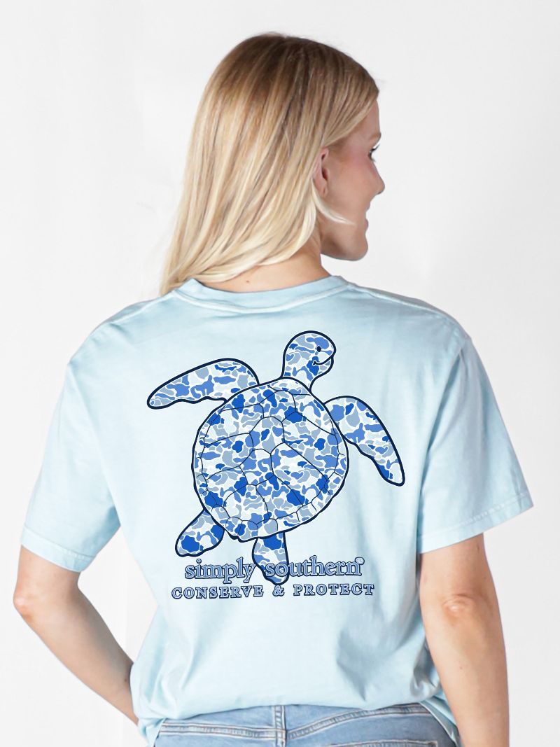 Simply Southern Turtle Tracker Blue Camo Ice T-Shirt