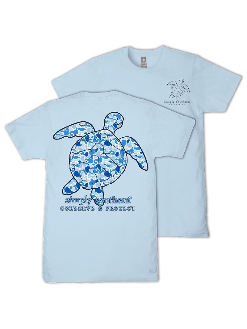 Simply Southern Turtle Tracker Blue Camo Ice T-Shirt