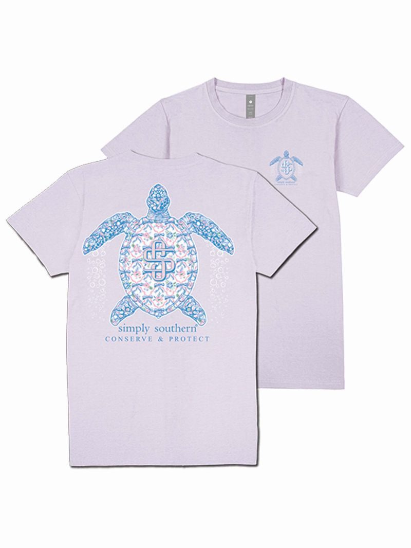 Simply Southern Turtle Tracker Bow Lilac T-Shirt