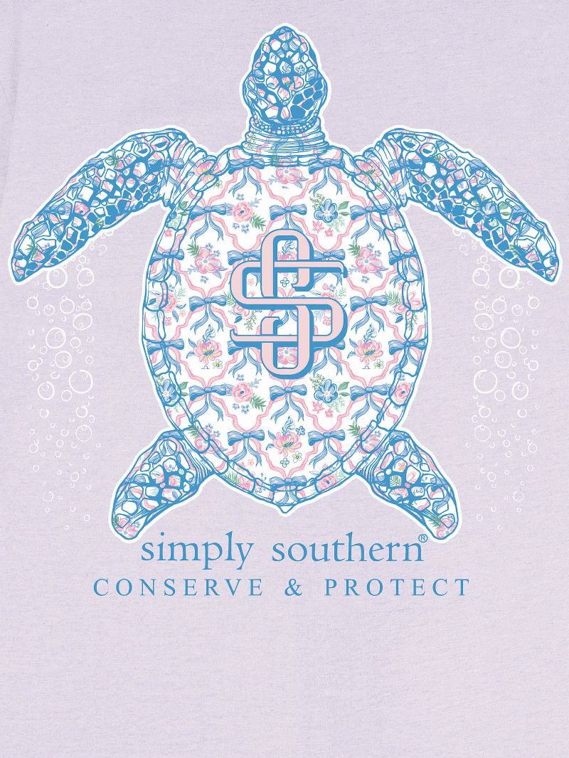 Simply Southern Turtle Tracker Bow Lilac T-Shirt