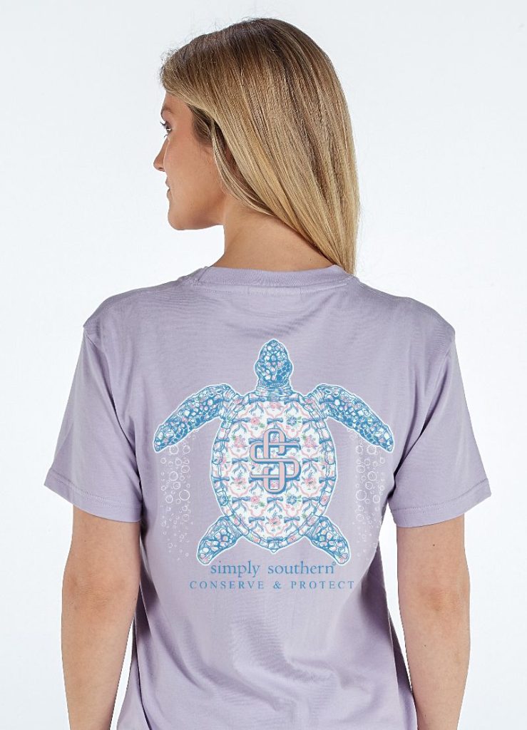 Simply Southern Turtle Tracker Bow Lilac T-Shirt