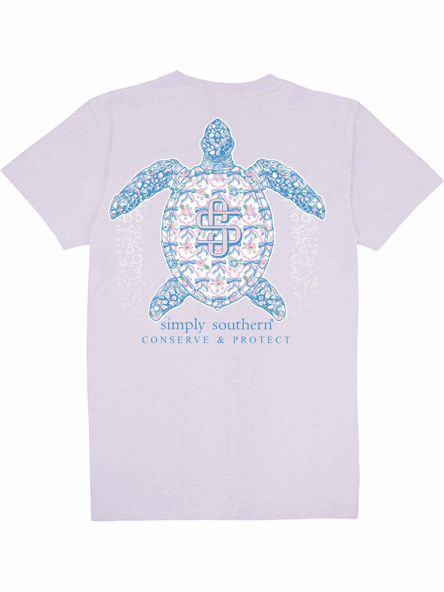 Simply Southern Turtle Tracker Bow Lilac T-Shirt