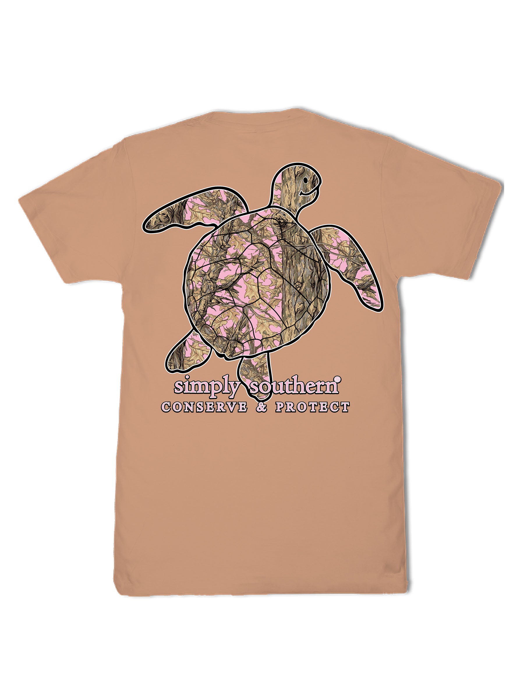 Simply Southern Turtle Tracker Pink Camo Chestnut T-Shirt