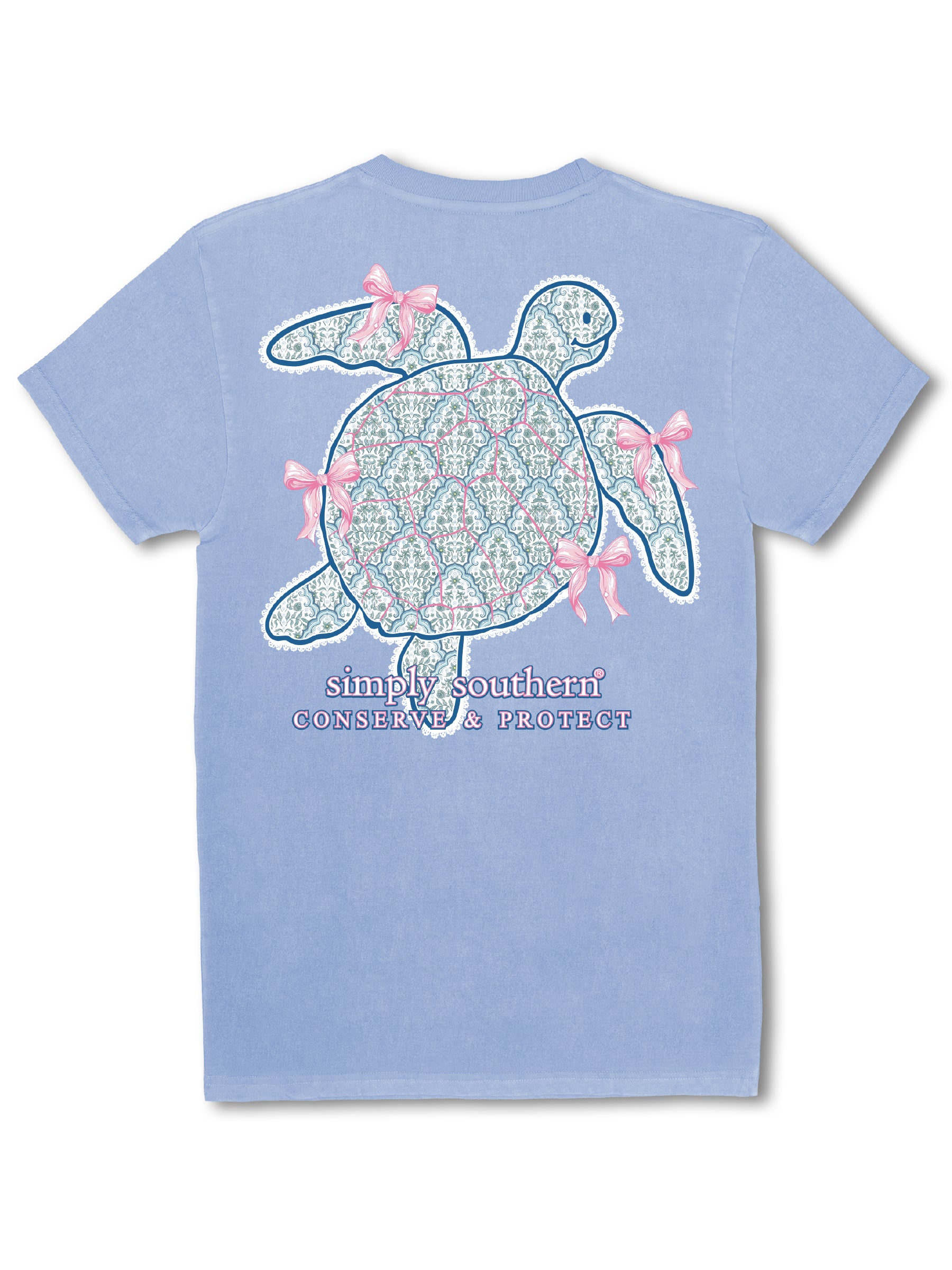 Simply Southern Turtle Tracker Damasked Washed Sea T-Shirt