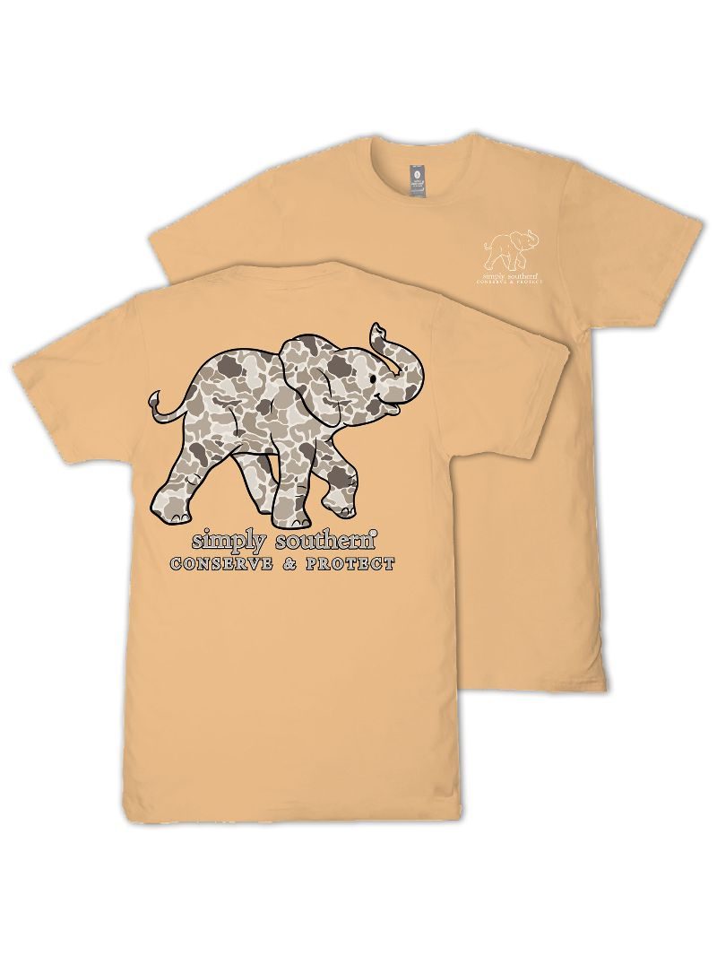 Simply Southern Elephant Tracker Camo Bisque T-Shirt
