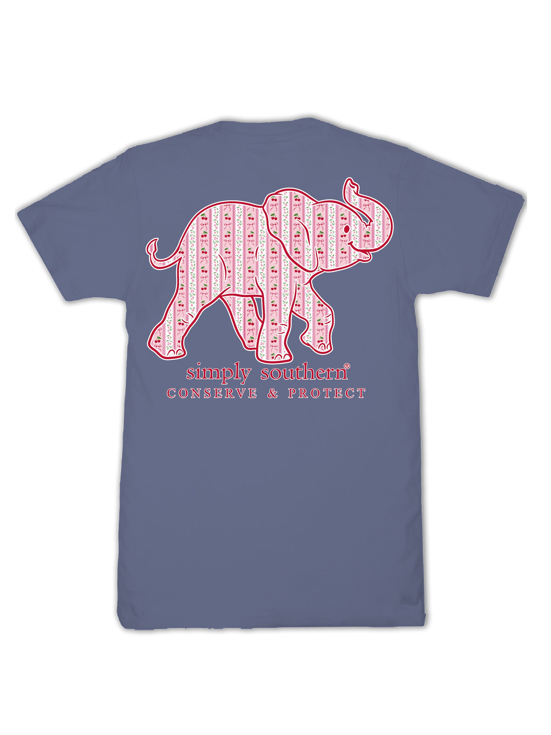 Simply Southern Elephant Tracker Cherry Denim T-Shirt - SimplyCuteTees