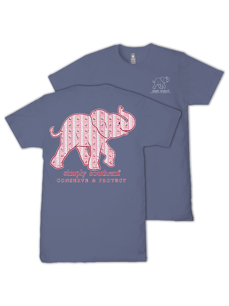 Simply Southern Elephant Tracker Cherry Denim T-Shirt - SimplyCuteTees
