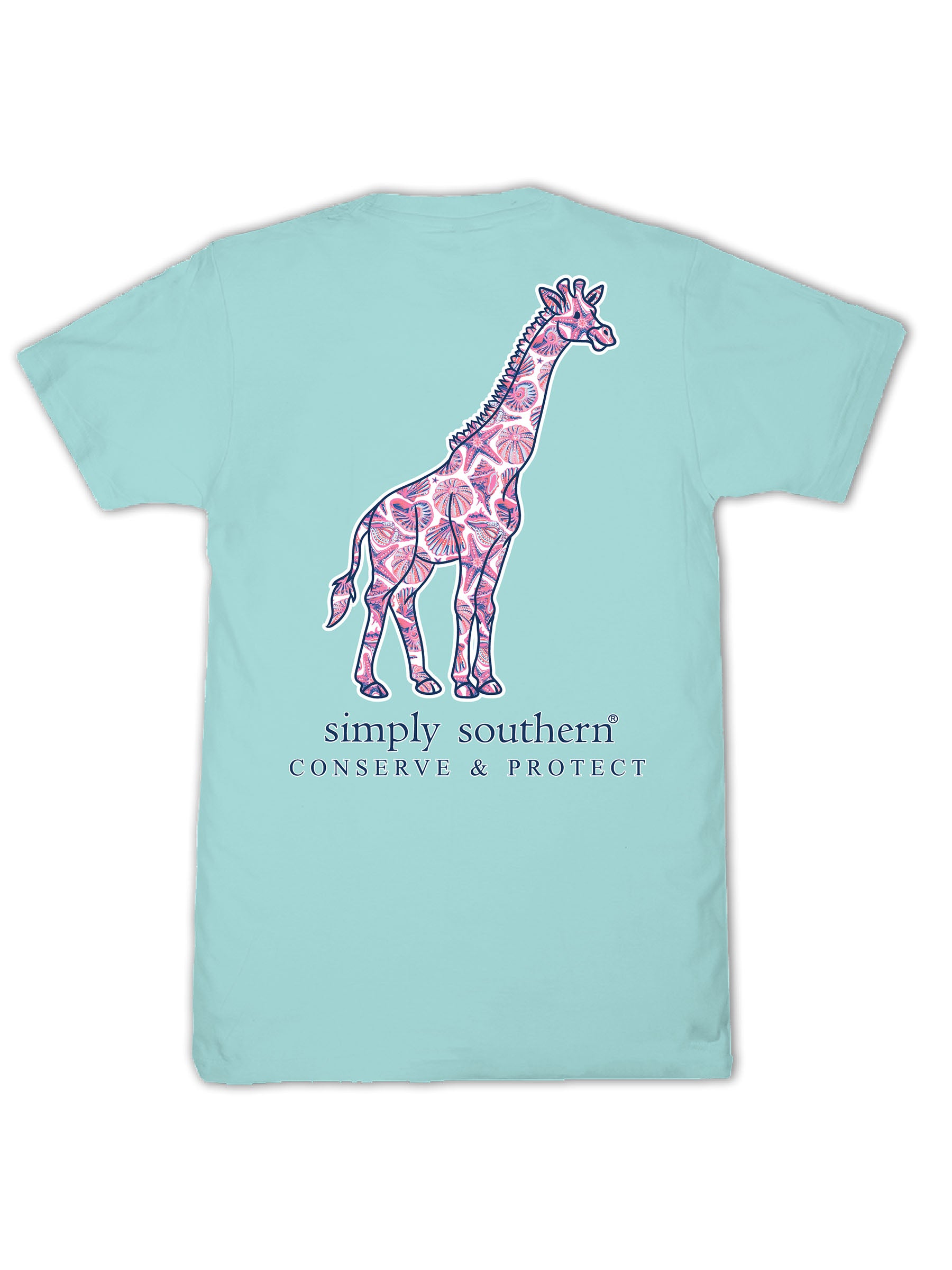 Simply Southern Giraffe Tracker Shell Aqua T-Shirt