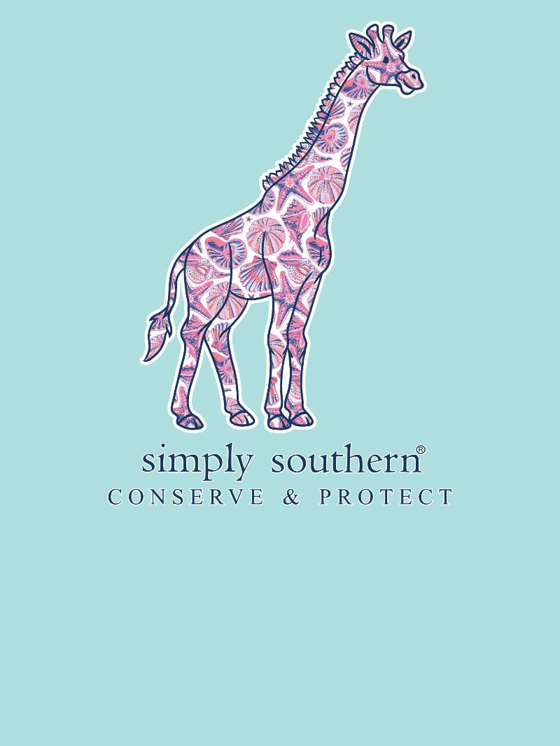 Simply Southern Giraffe Tracker Shell Aqua T-Shirt