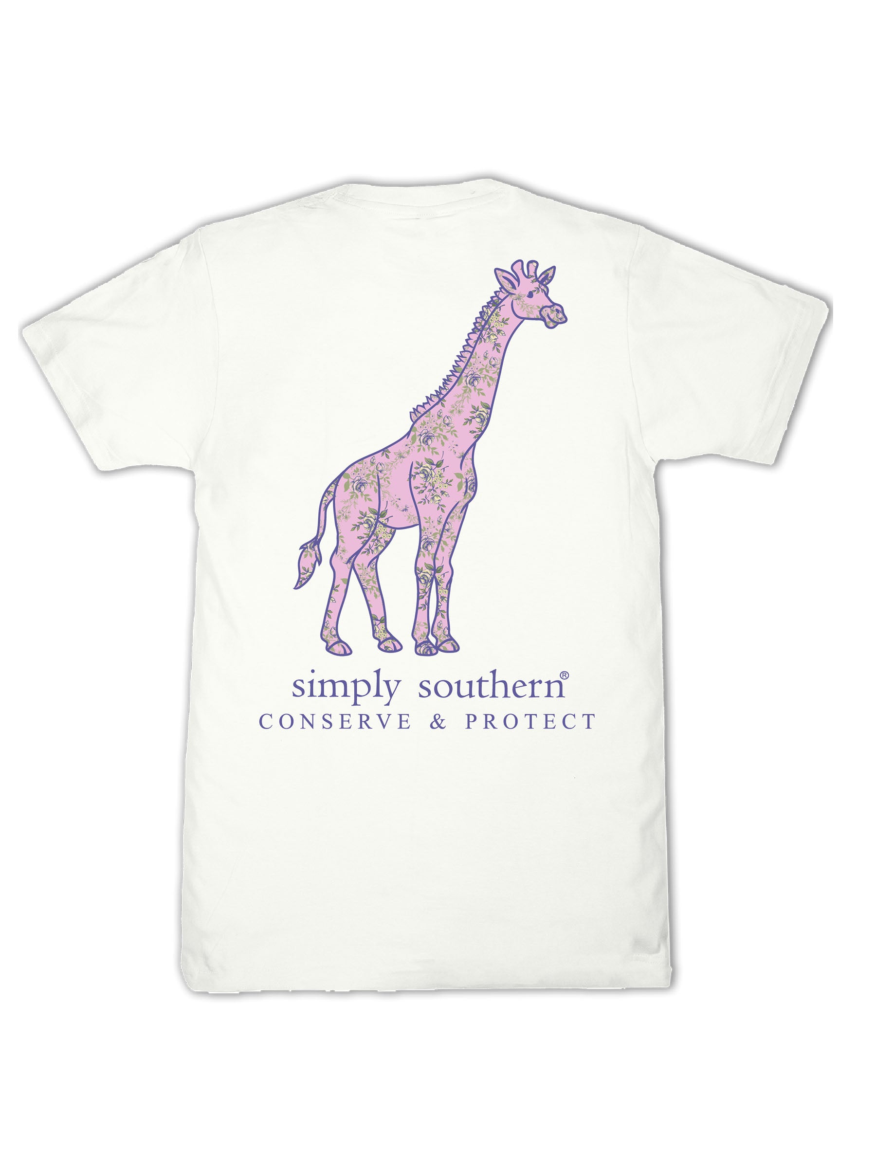 Simply Southern Giraffe Tracker Flower Oyster T-Shirt
