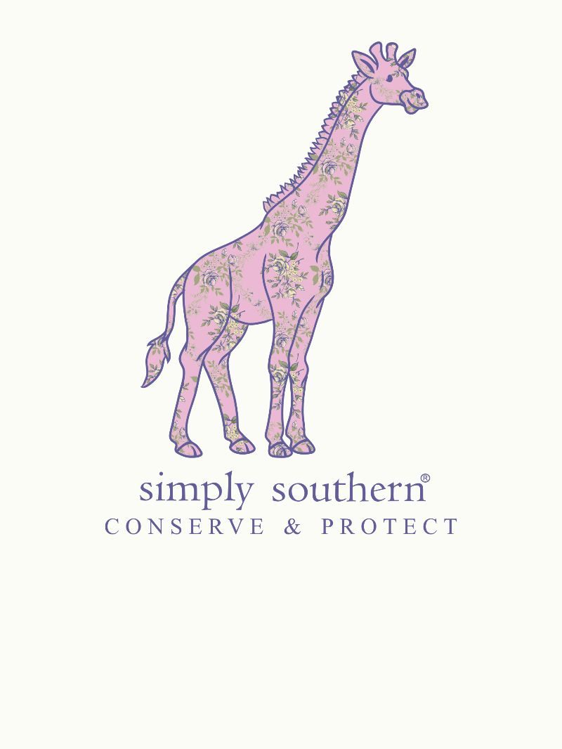 Simply Southern Giraffe Tracker Flower Oyster T-Shirt