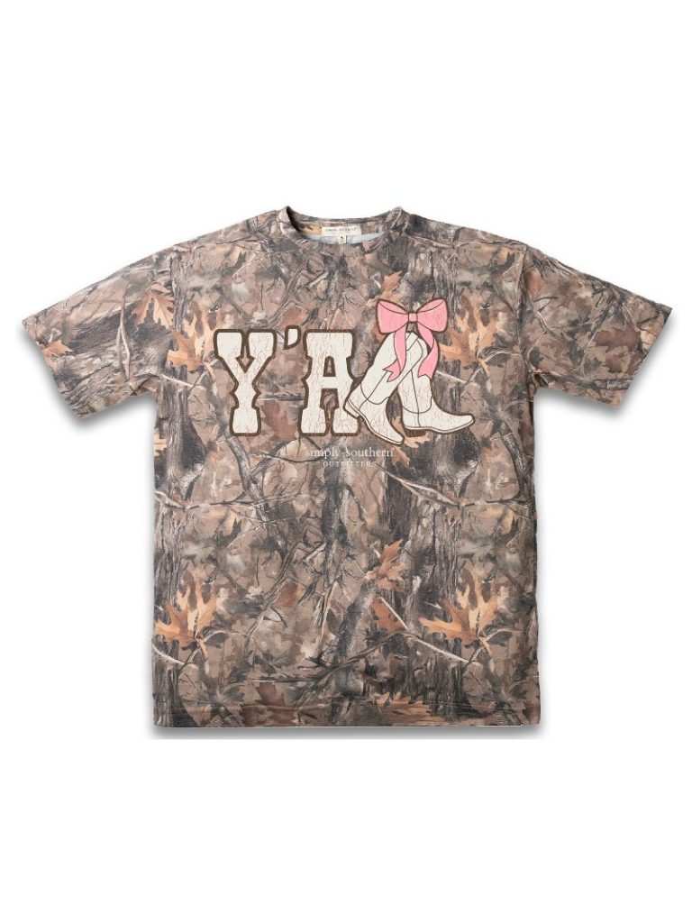 Simply Southern Yall Bow Boots Camo T-Shirt