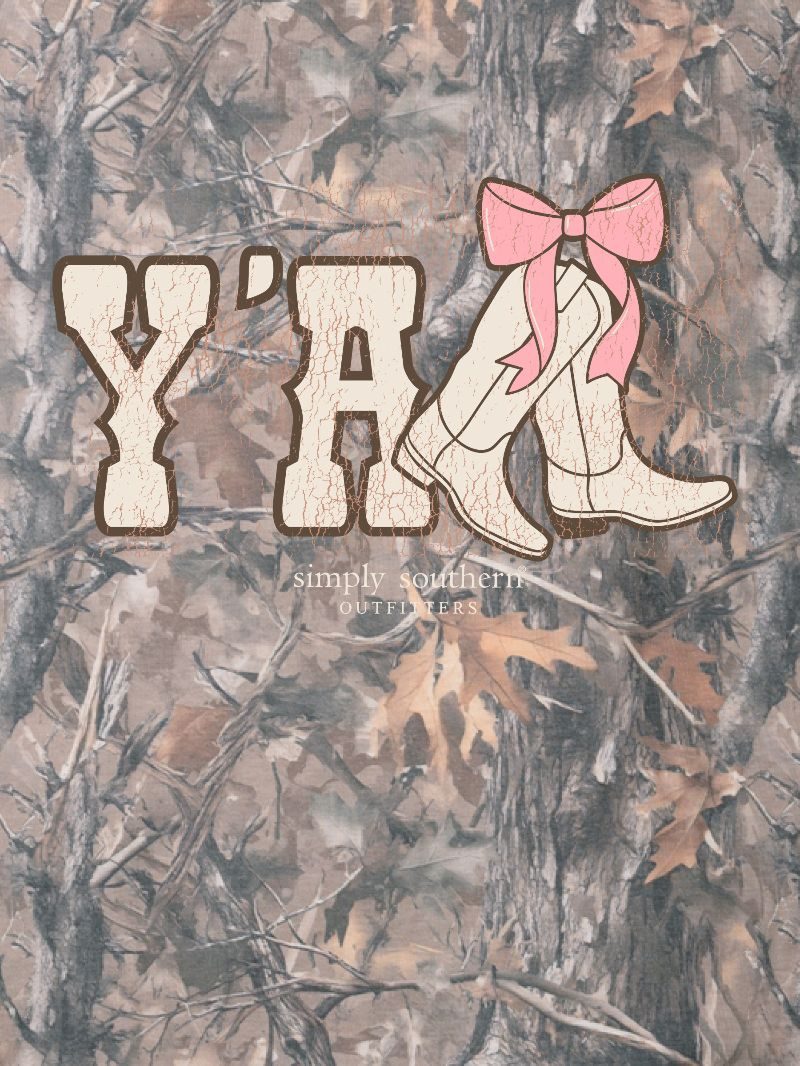 Simply Southern Yall Bow Boots Camo T-Shirt