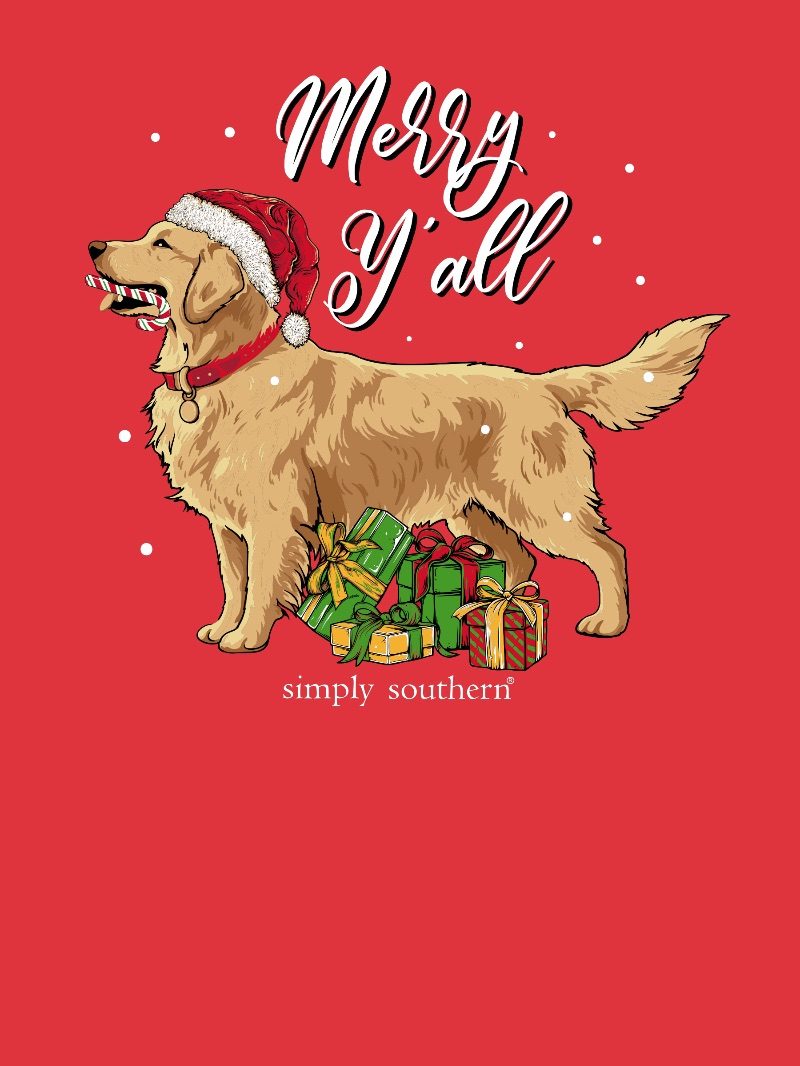 Simply Southern Merry Y'all Dog Holiday Red T-Shirt
