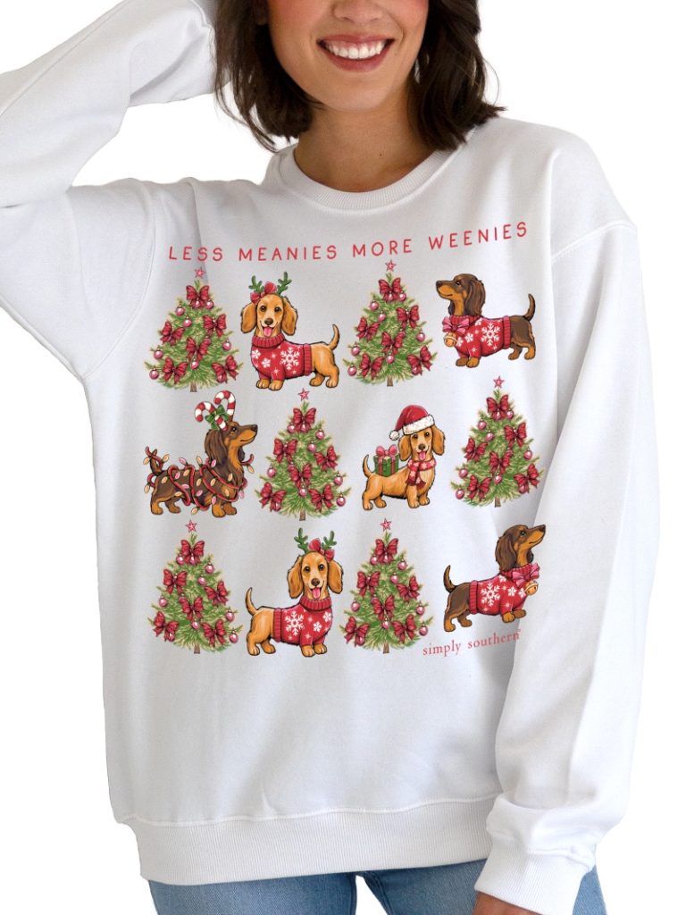 Simply Southern More Weenies Dog Holiday Long Sleeve Crew Sweatshirt