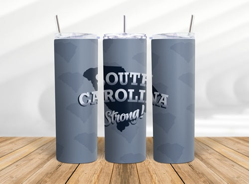 South Carolina Strong 20 oz Skinny Tumbler Cup With Straw