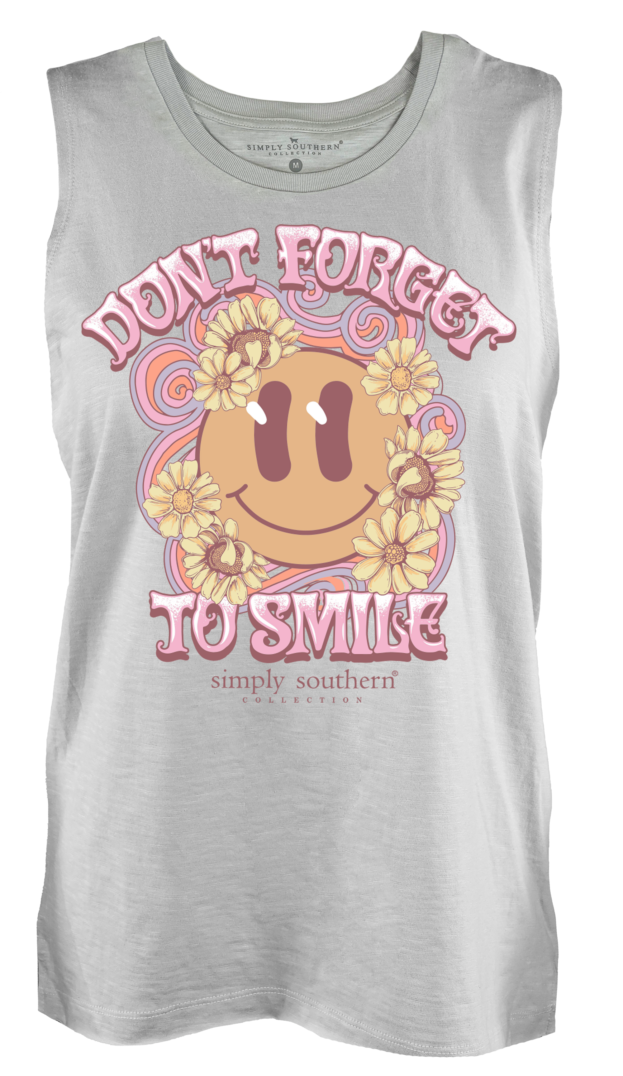 Simply Southern Forget To Smile Silver Tank Top