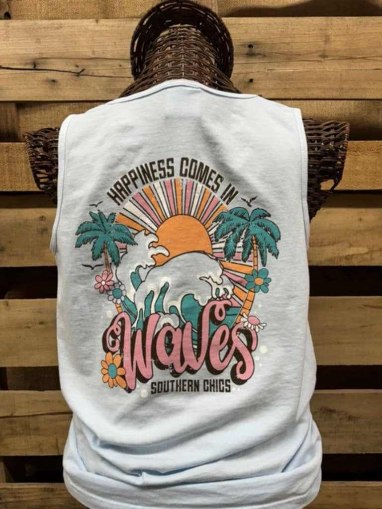 Southern Chics Happiness Waves Comfort Colors Tank Top