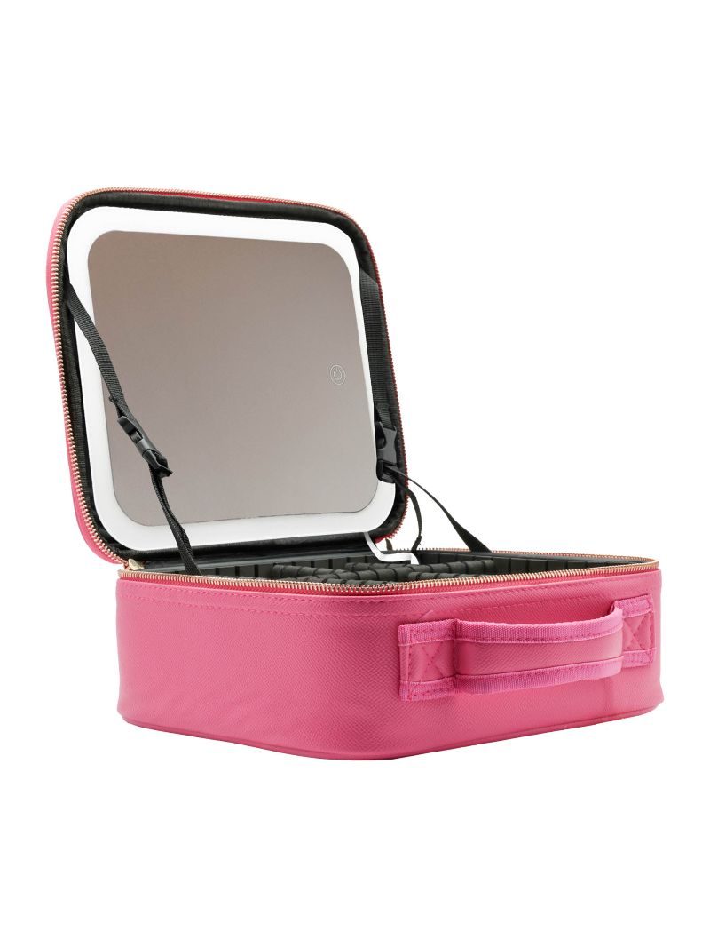 golden shimmer travel weekender makeup organizer bag Simply Southern Leather Makeup Travel Case Bag With LED Mirror Light