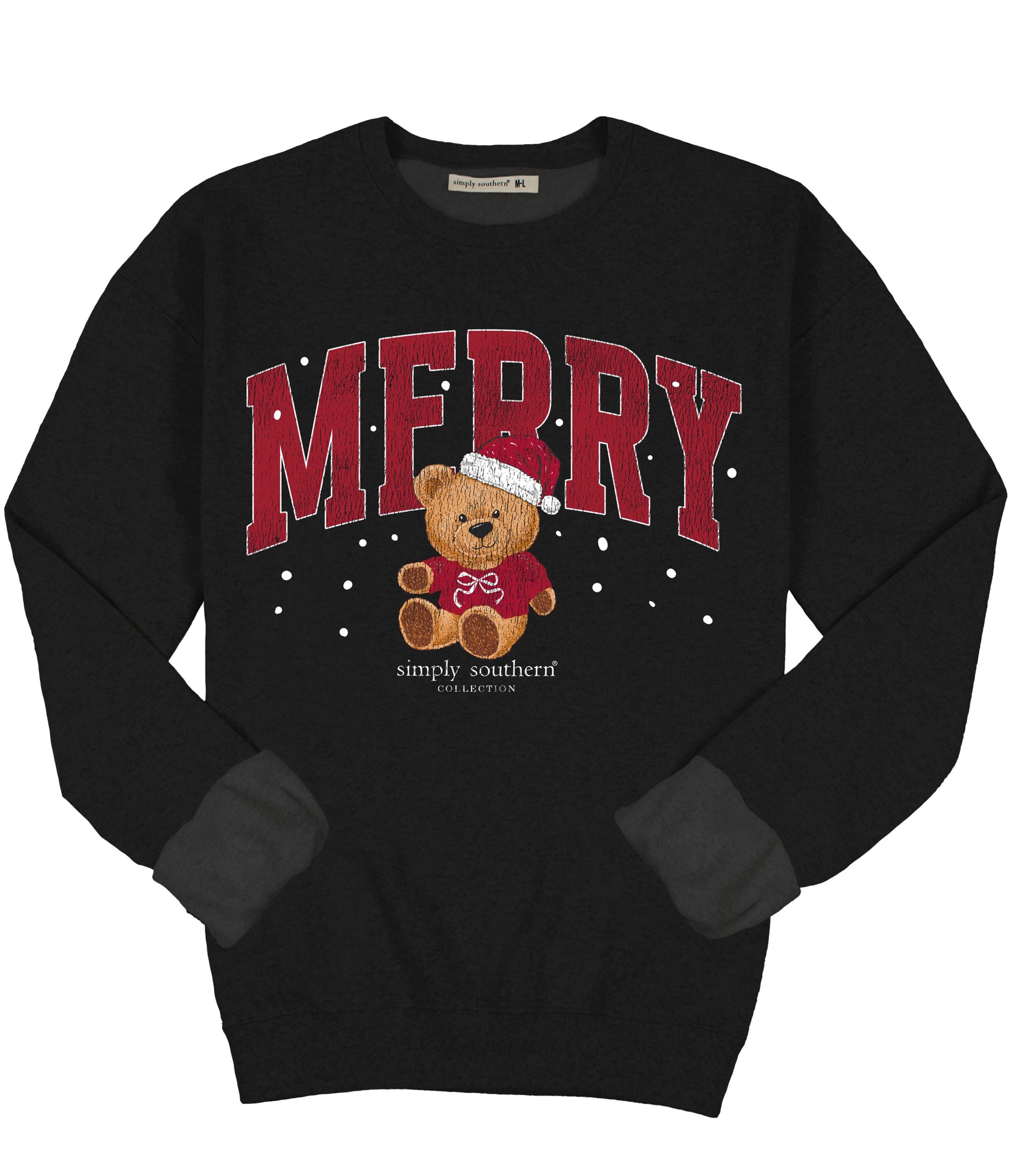 Simply Southern Merry Bear Holiday Long Sleeve Crew Sweatshirt