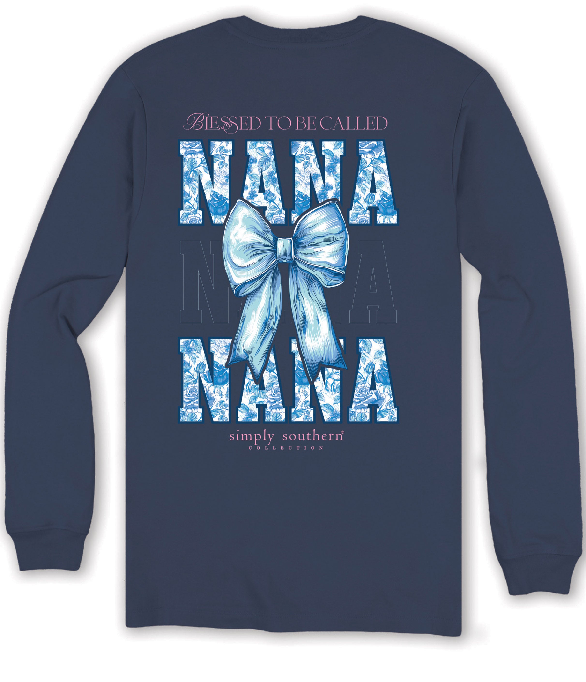 Simply Southern Blessed Nana Bow Long Sleeve T-Shirt - SimplyCuteTees