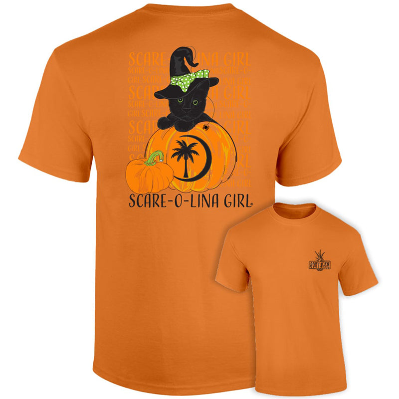 Southernology Witches Cat Scare-o-lina Girl Comfort Colors T-Shirt