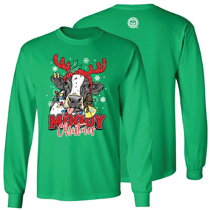 Girlie Girl Originals Mooy Christmas Cow Long Sleeve T-Shirt