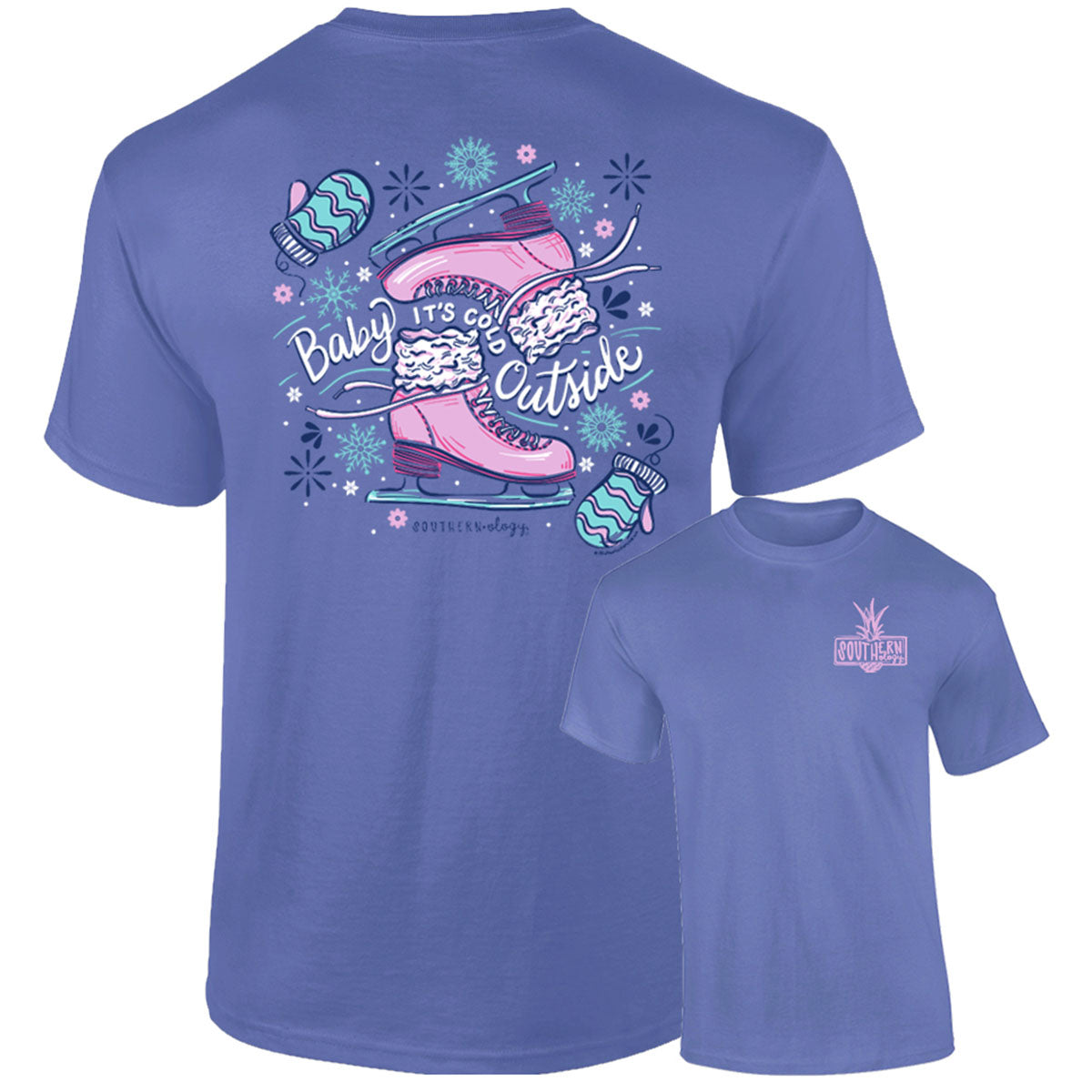 Southernology Ice Skates Baby Holiday Comfort Colors T-Shirt