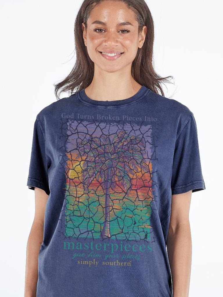 Simply Southern Masterpieces Palm Washed Navy T-Shirt