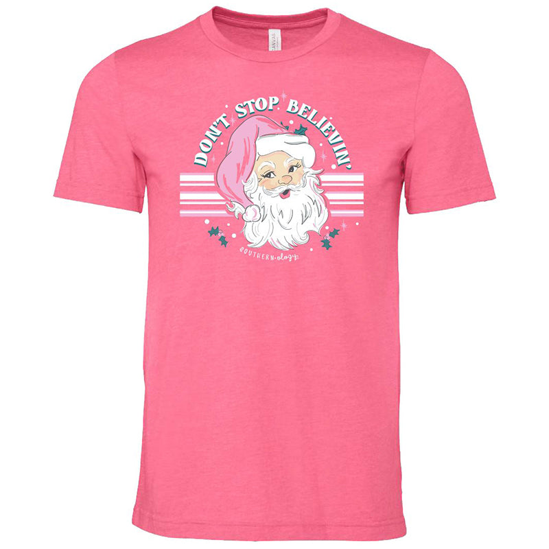 Southernology Statement Retro Pink Santa Holiday Canvas T-Shirt