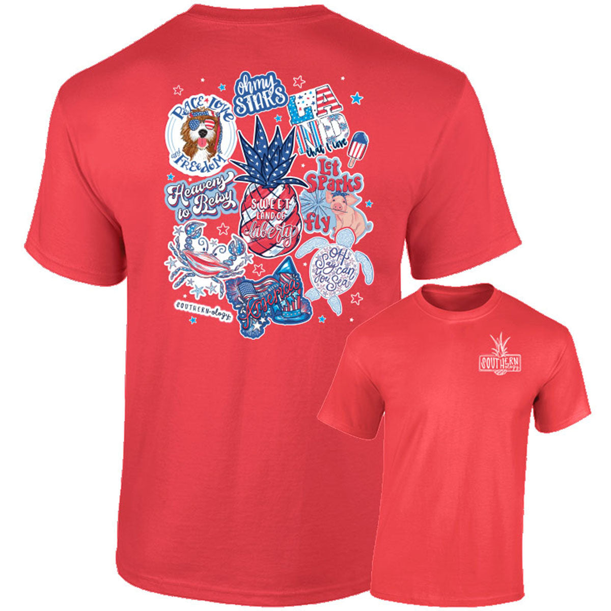 Southernology USA Patriotic Decals Comfort Colors T-Shirt