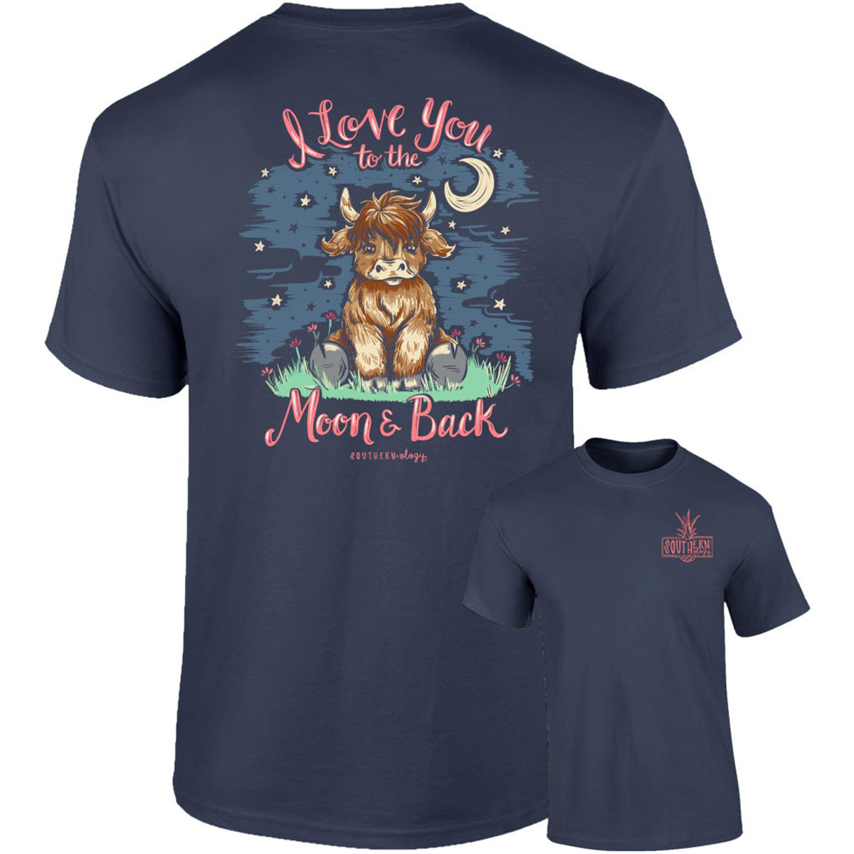 Southernology Love You Moon &amp; Back Cow Comfort Colors T-Shirt