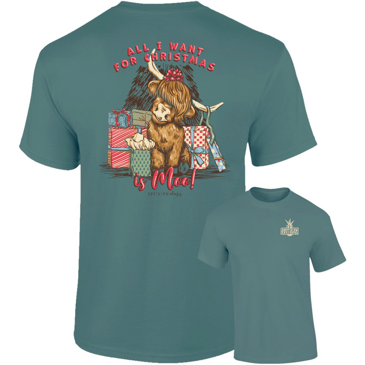 Southernology Christmas Moo Cow Holiday Comfort Colors T-Shirt