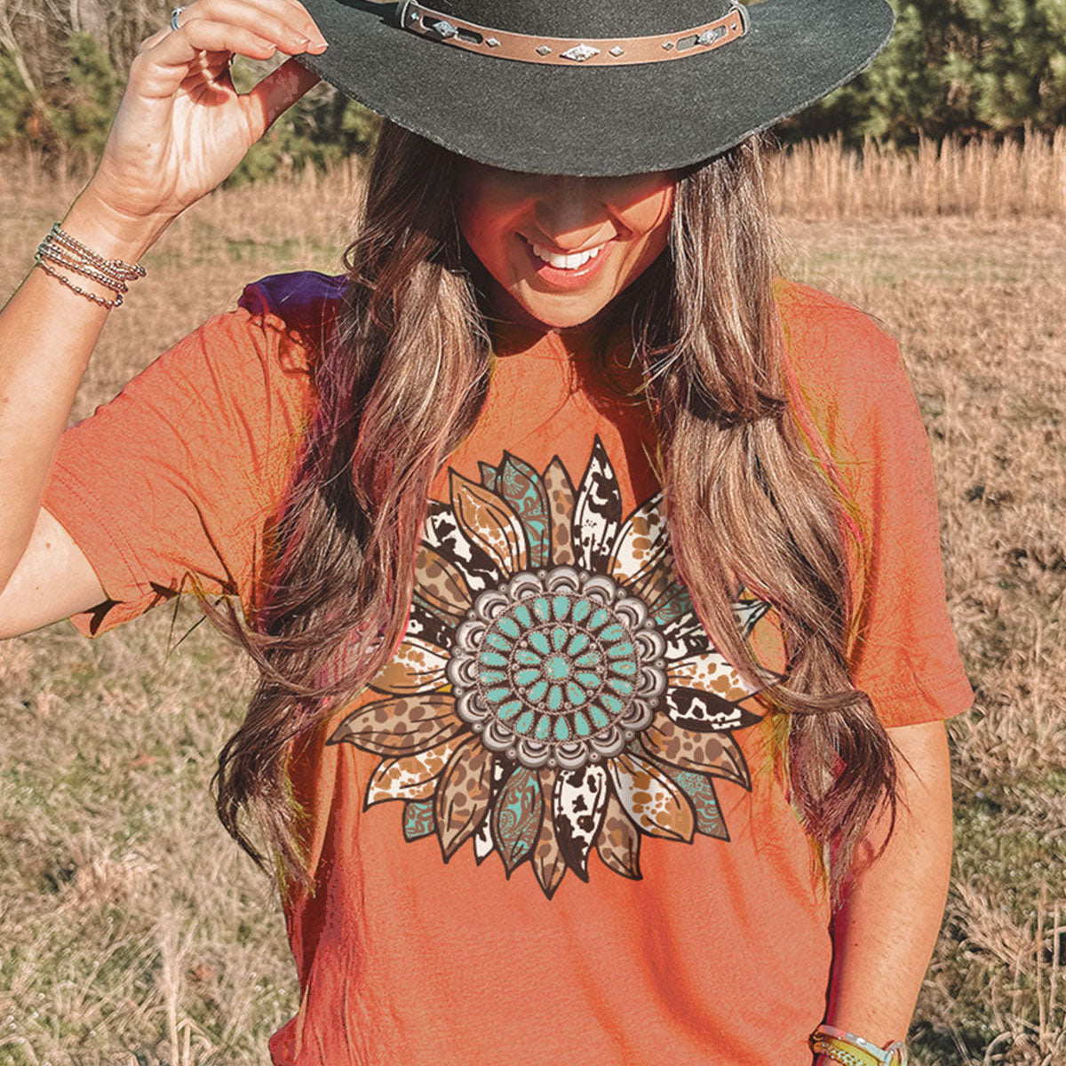 Girlie Girl Lulu Mac Concho Sunflower Canvas T-Shirt