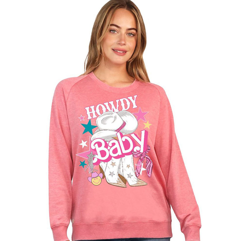 Simply Southern Howdy Baby Long Sleeve Crew Sweatshirt