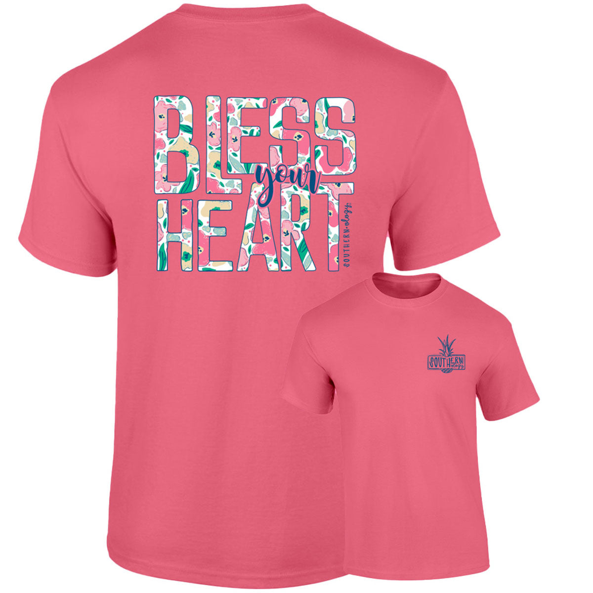 Southernology Bless Your Heart Floral Comfort Colors T-Shirt