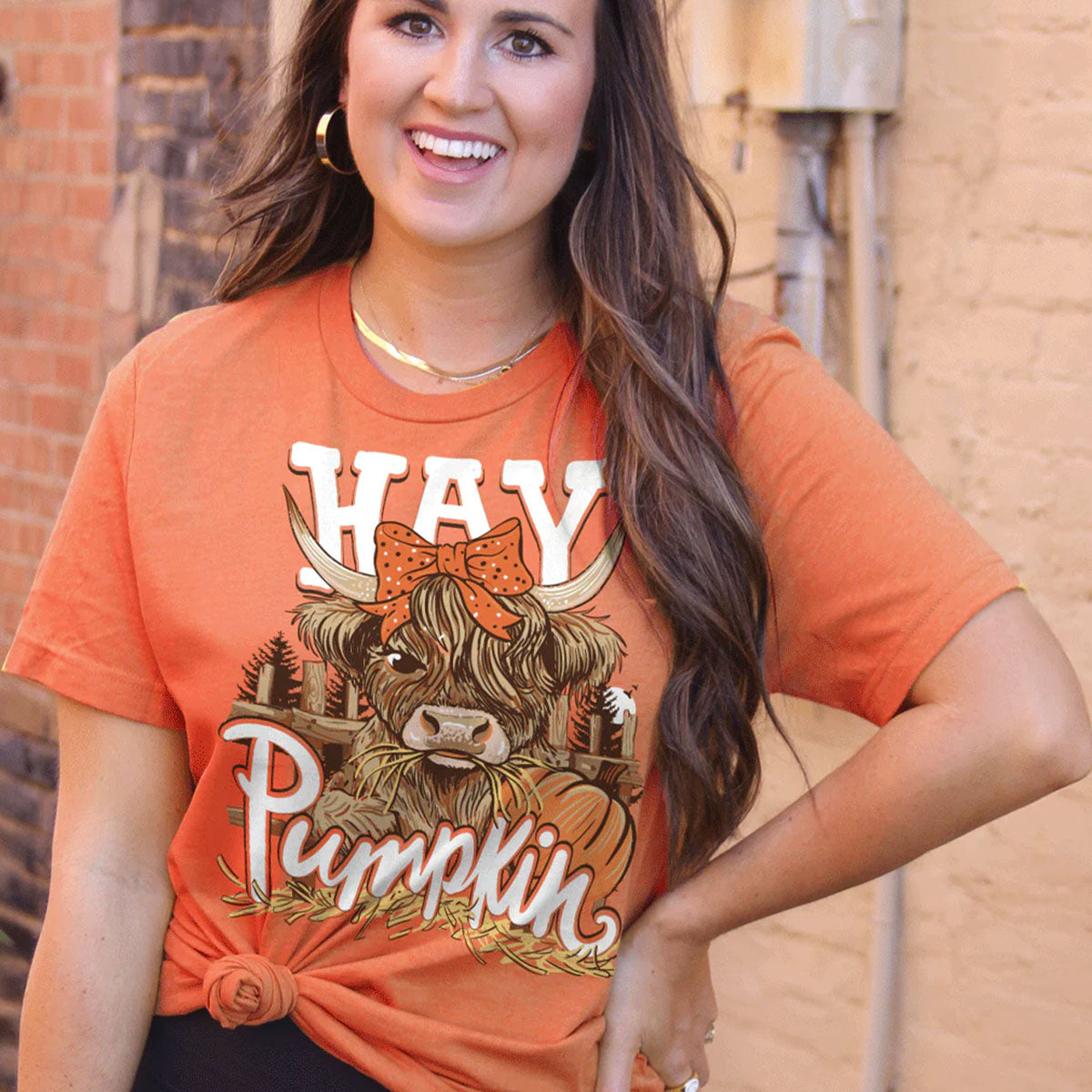 Girlie Girl Lulu Mac Hay Pumpkin Fall Canvas T-Shirt