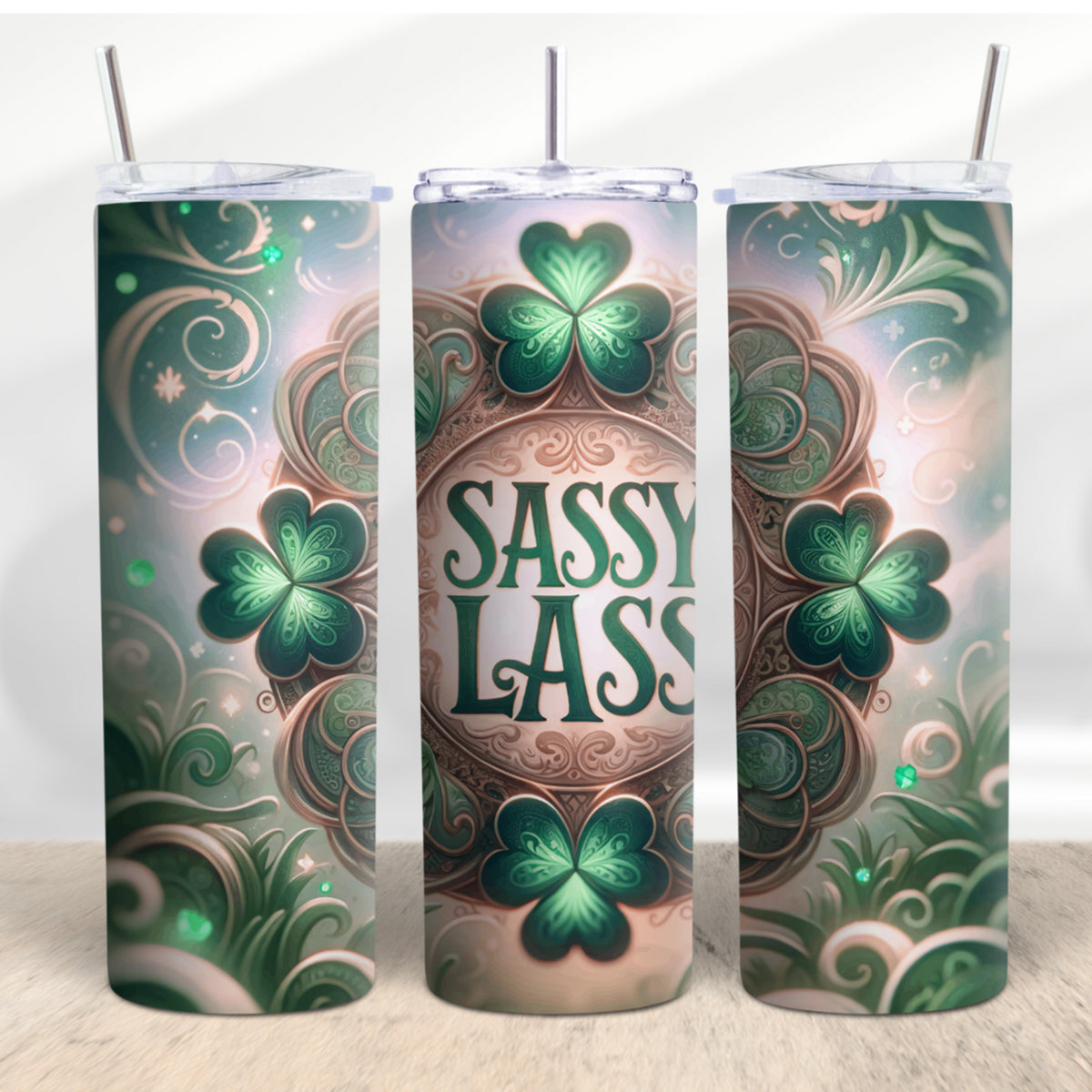 Sassy Lass Irish 20 oz Skinny Tumbler Cup With Straw