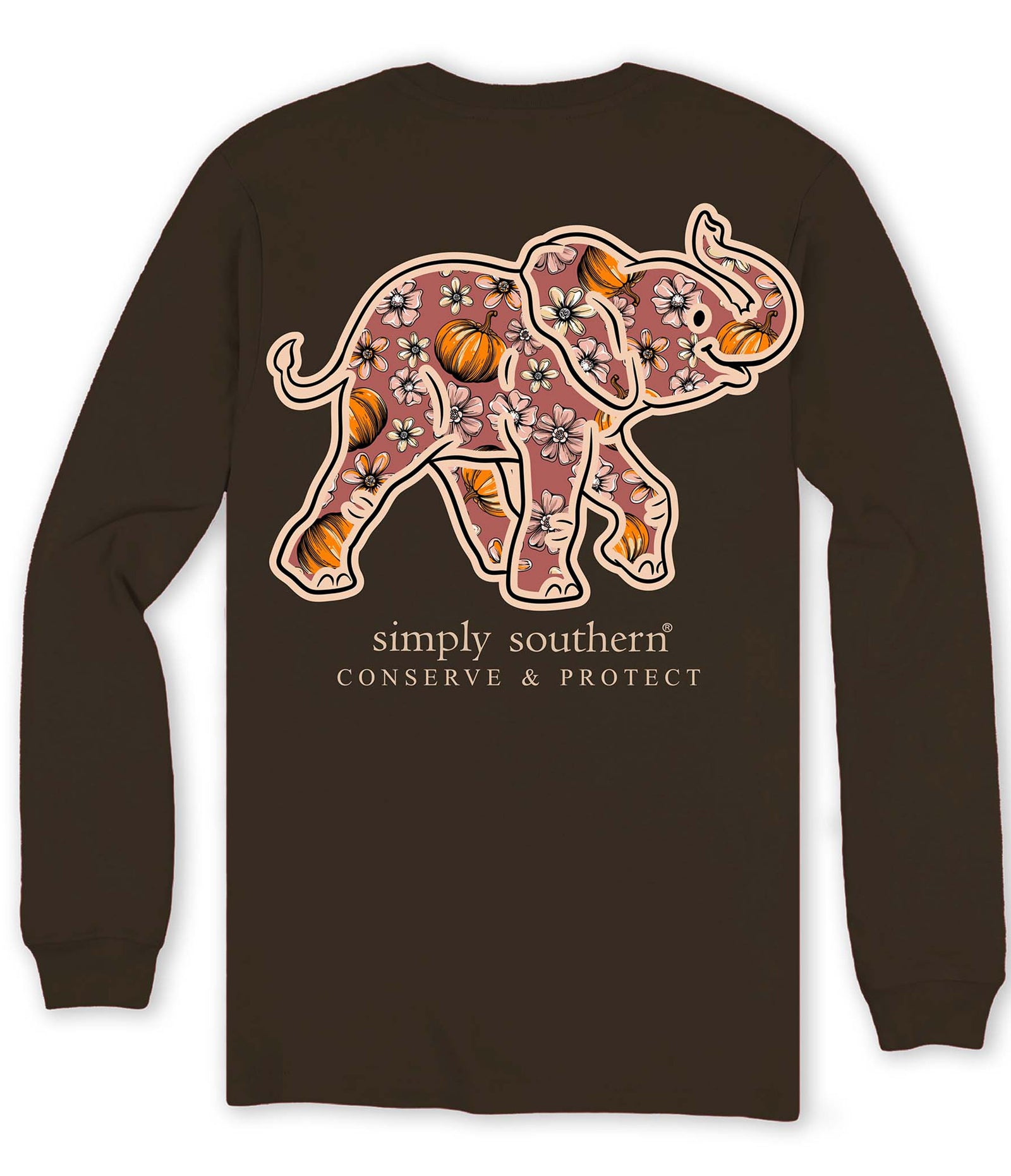 Simply Southern Elephant Tracker Pumpkin Fall Long Sleeve T-Shirt