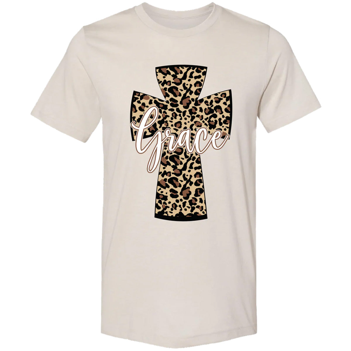 Girlie Girl Lulu Mac Leopard Grace Cross Canvas T-Shirt