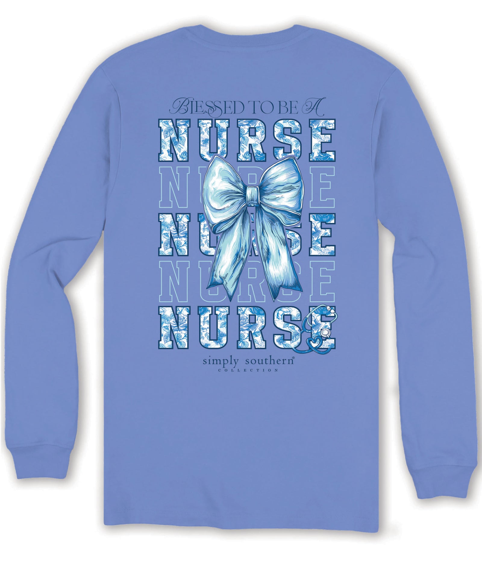 Simply Southern Blessed Nurse Bow Long Sleeve T-Shirt