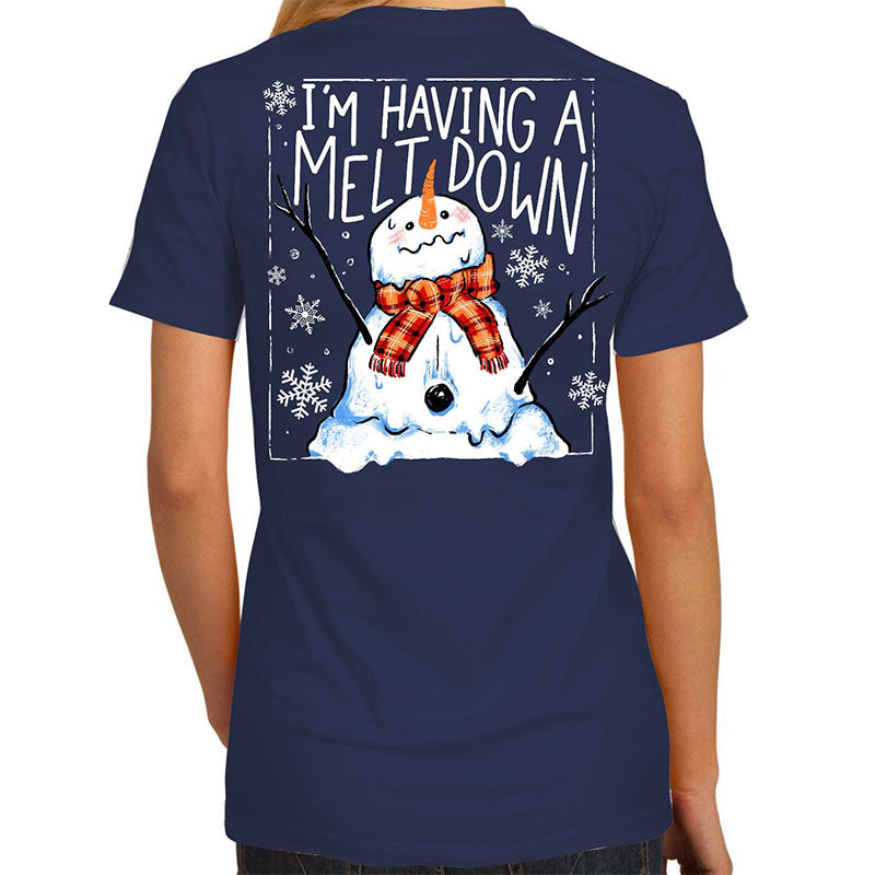 Southern Attitude Meltdown Snowman Holiday T-Shirt