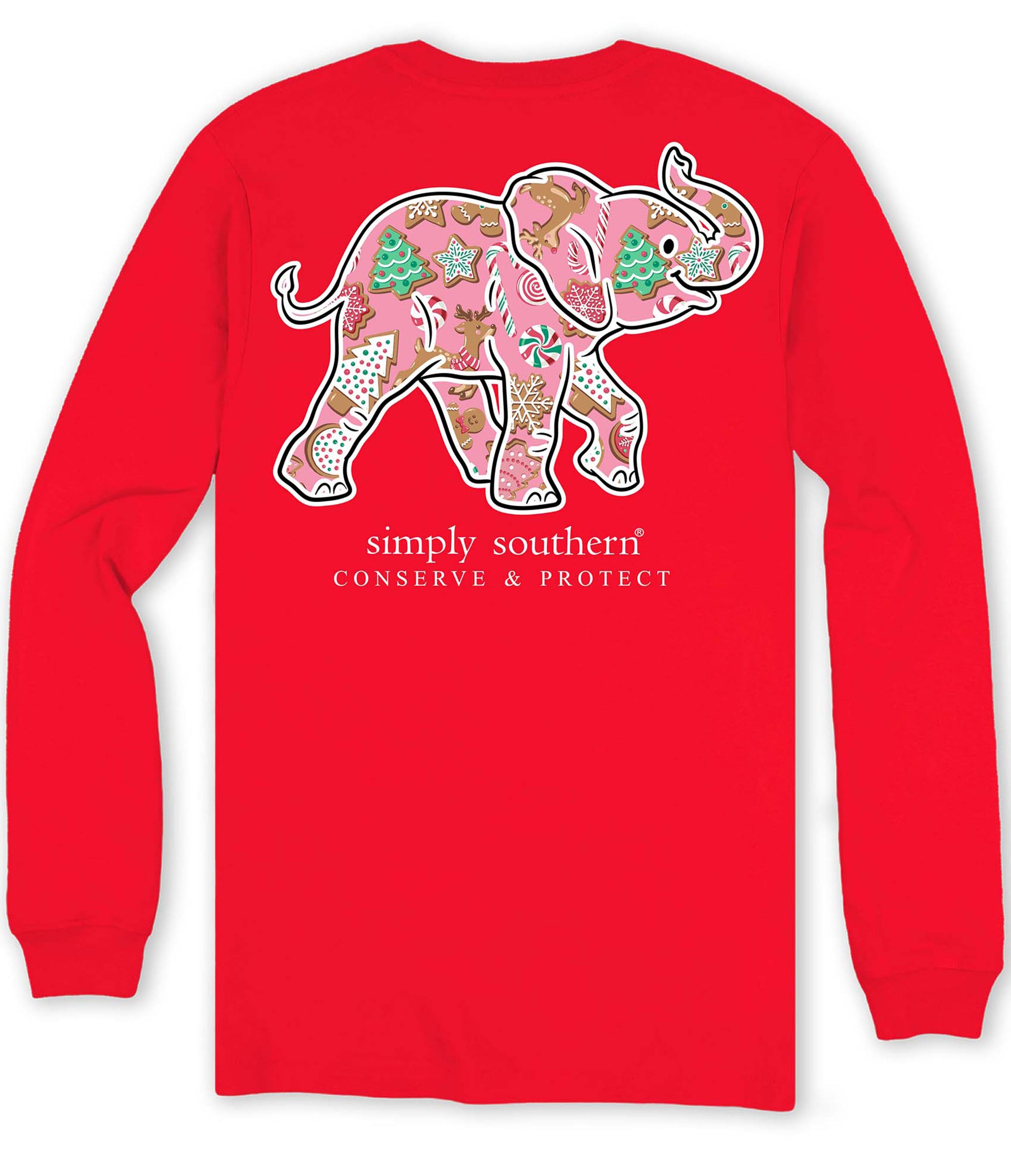 Simply Southern Elephant Tracker Cookie Holiday Long Sleeve T-Shirt