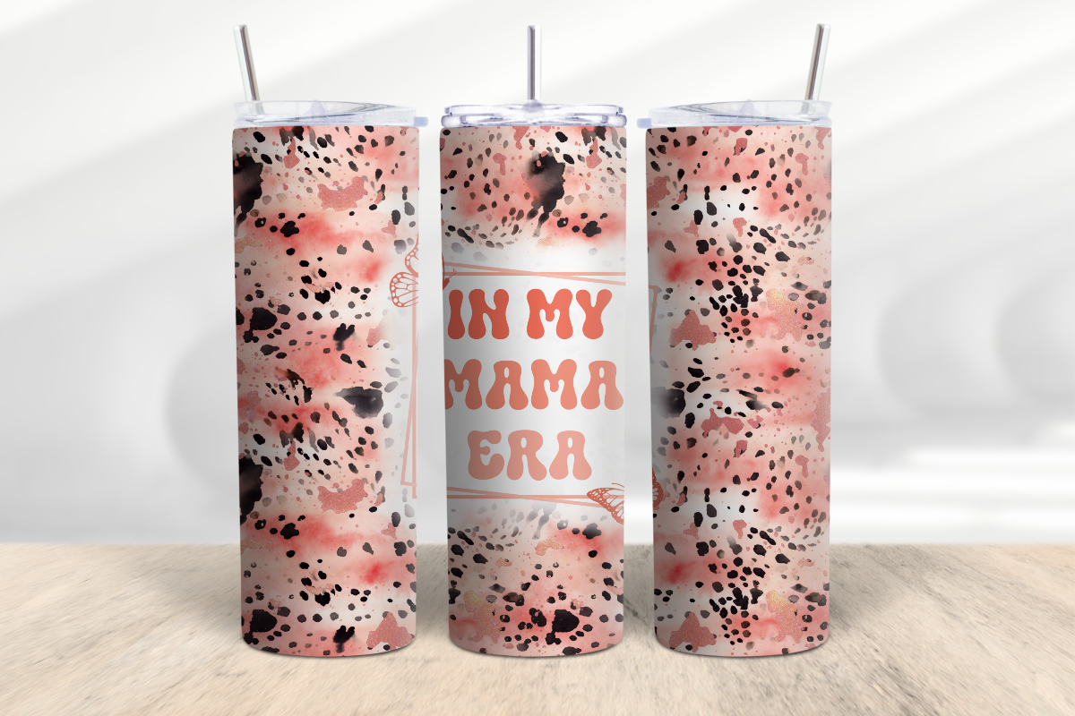 In My Mama Era 20 oz Skinny Tumbler Cup With Straw