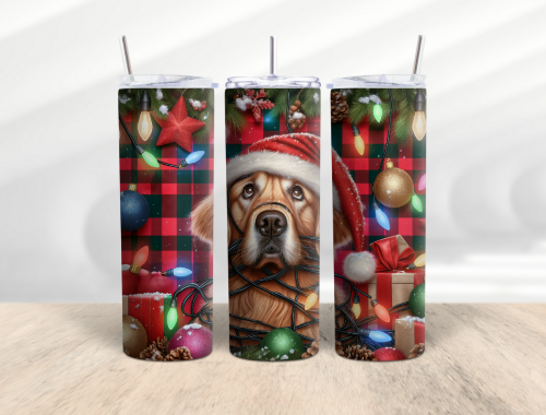 Christmas Funny Dog Lab Retriever 20 oz Skinny Tumbler Cup With Straw