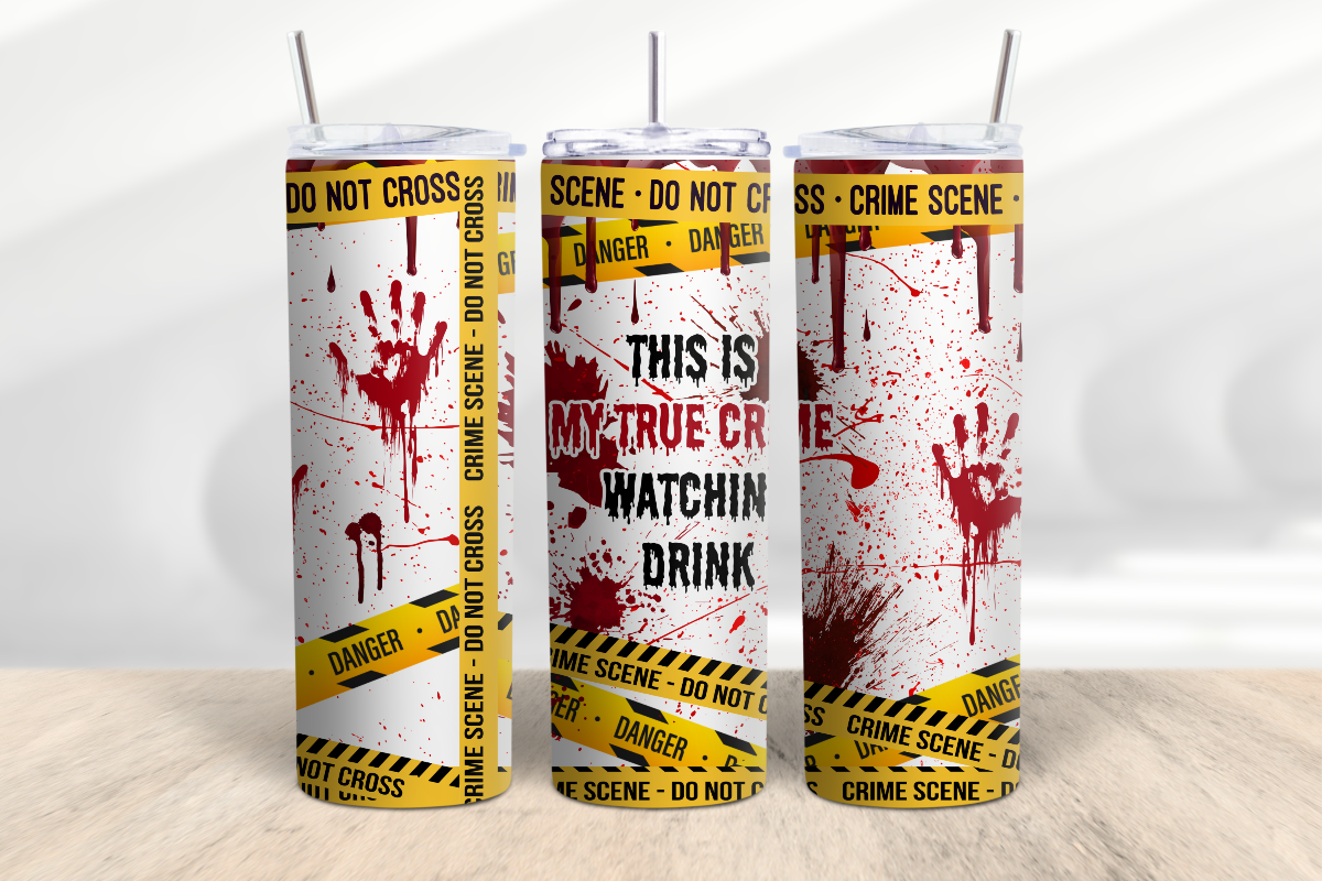 This is My True Crime Watching Drink 20 oz Skinny Tumbler Cup With Straw