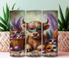 Mardi Gras Highland Cow Masks 20 oz Skinny Tumbler Cup With Straw