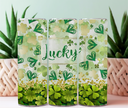 Lucky 20 oz Skinny Tumbler Cup With Straw