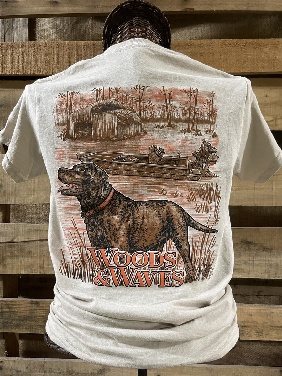 Backwoods Woods & Waves Dog With Duck Blind T-Shirt